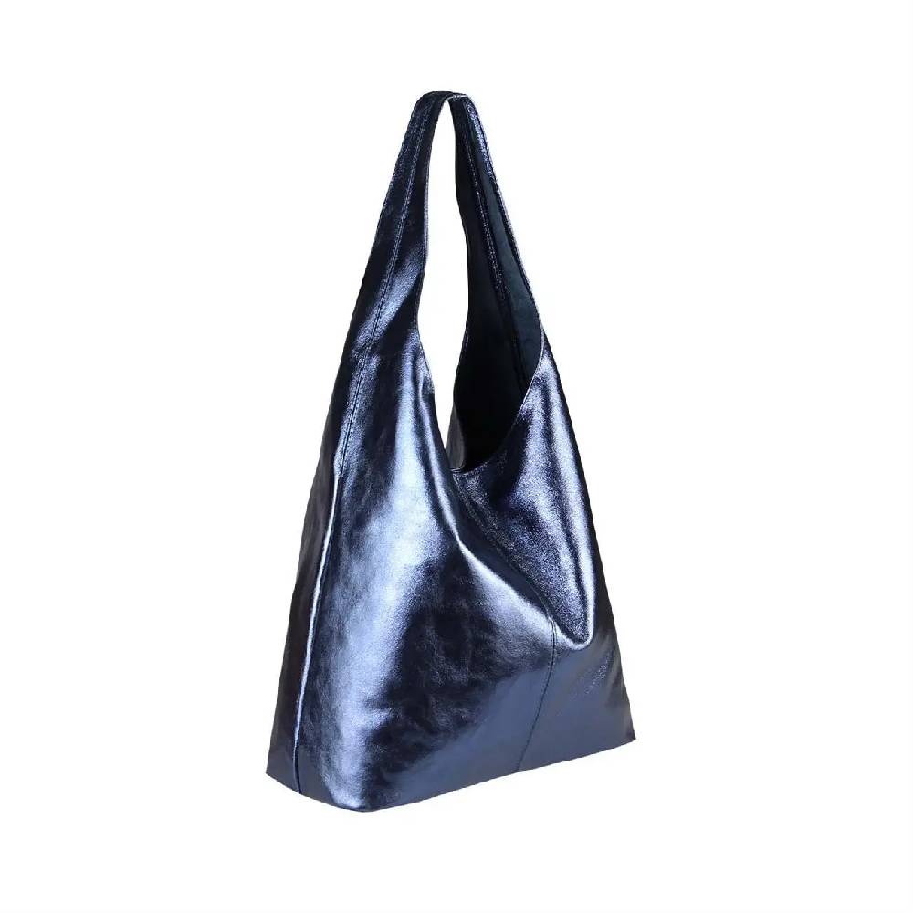 OBC MADE IN ITALY DAMEN LEDER TASCHE METALLIC Shopper Schultertasche Große Rabatte