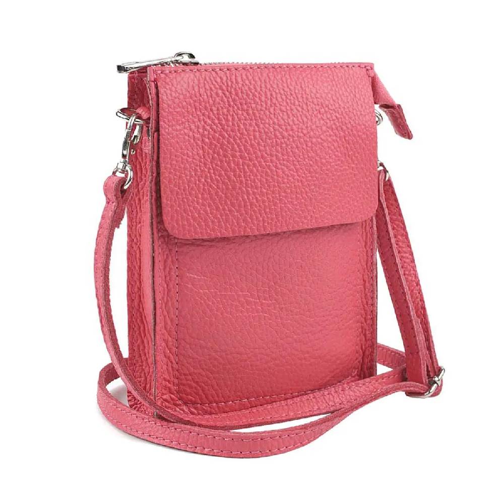 OBC Made in Italy Damen Leder Smartphone Tasche Schultertasche Handytasche Minibag Umhängetasche Geldtasche Ledertasche Crossbody Abendtasche Räumungsverkauf