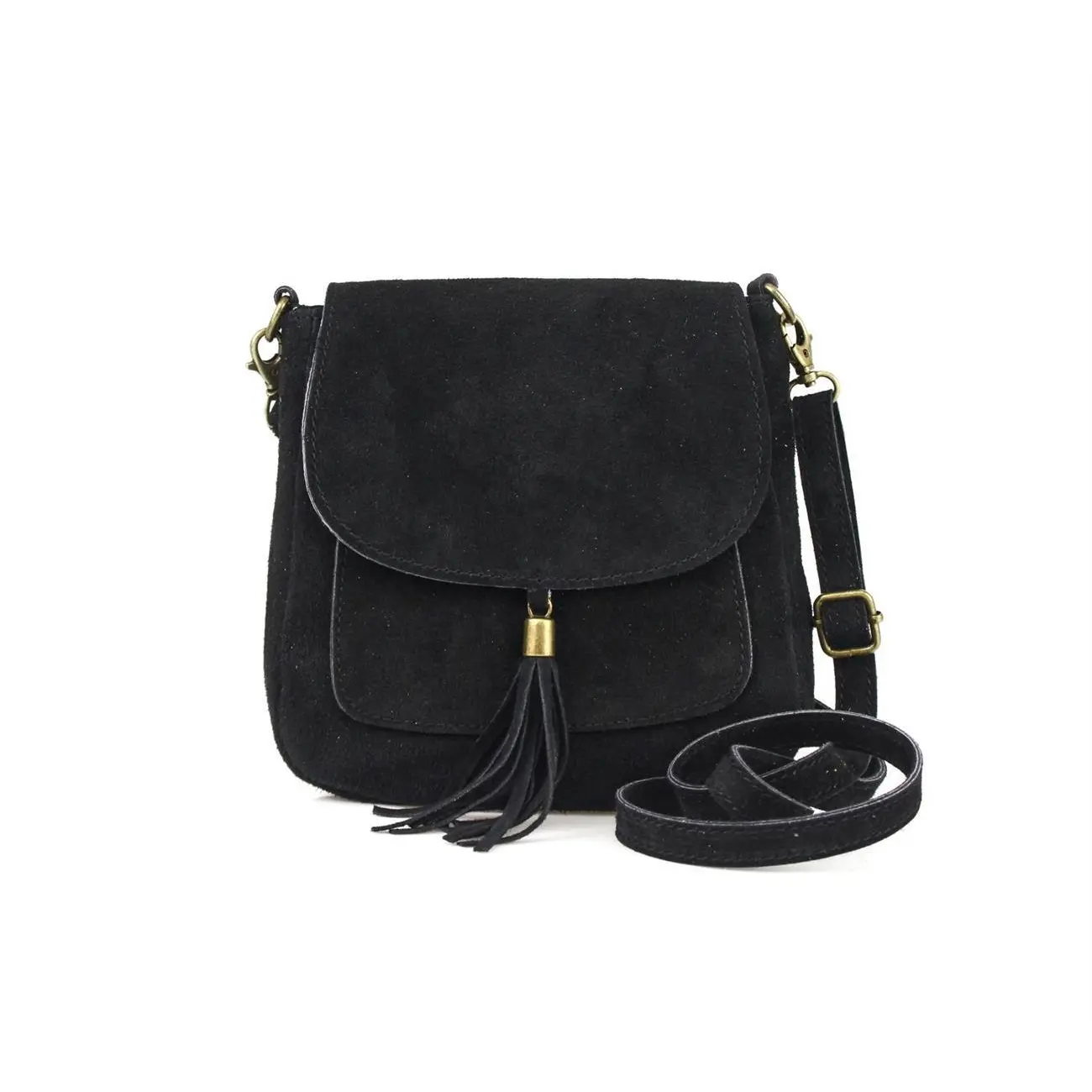 Made in Italy DAMEN LEDER TASCHE Messenger Bag Henkeltasche Wildleder Handtasche Umhängetasche Ledertasche Schultertasche Beuteltasche Fransen Cross-Over Tägliche Deals