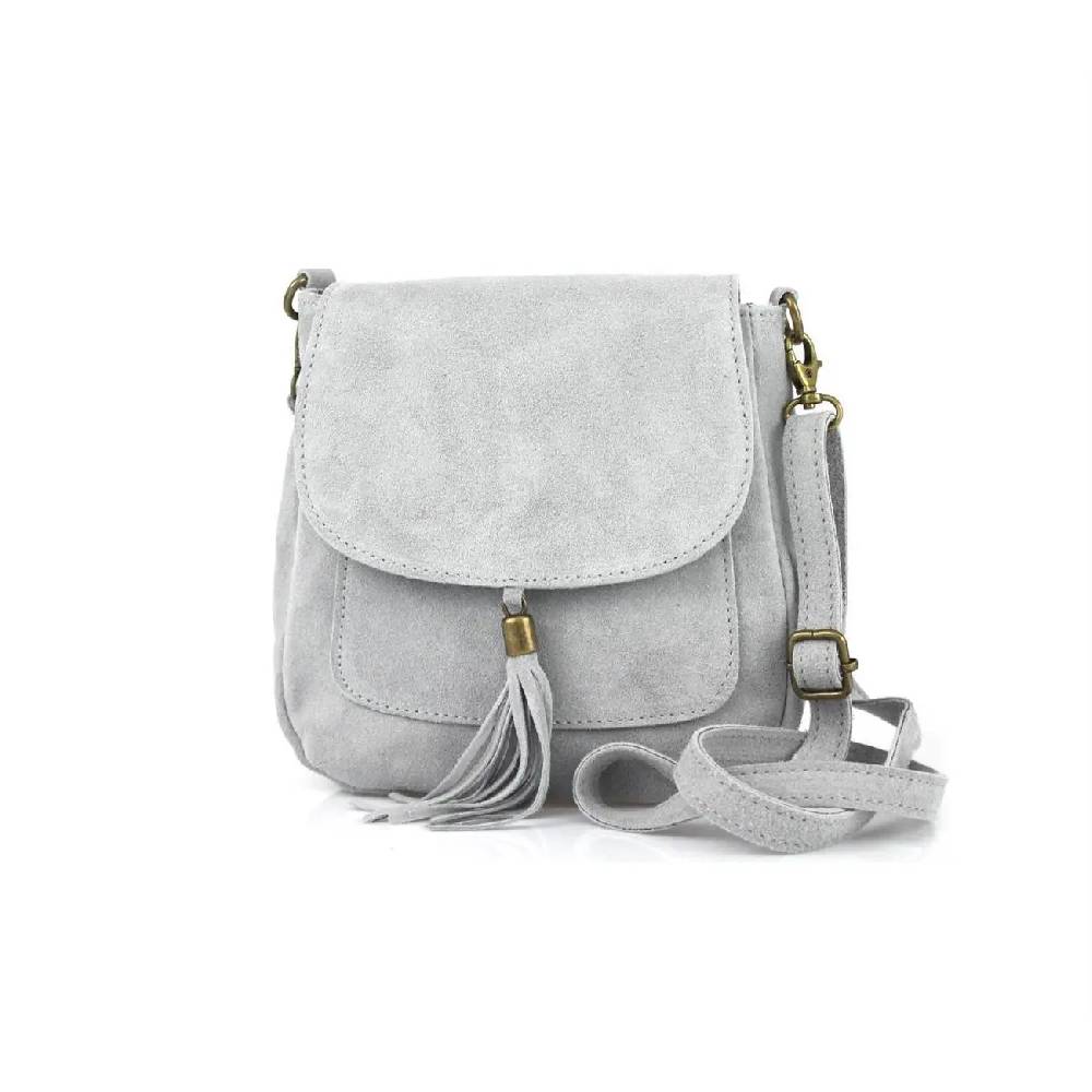 Made in Italy DAMEN LEDER TASCHE Messenger Bag Henkeltasche Wildleder Handtasche Umhängetasche Ledertasche Schultertasche Beuteltasche Fransen Cross-Over Tägliche Deals