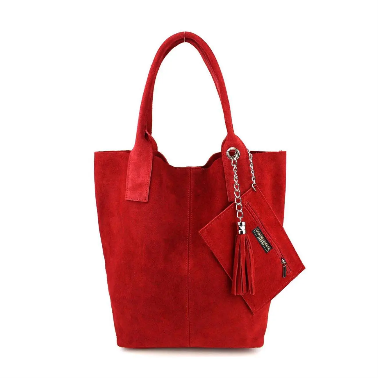 MADE IN ITALY DAMEN XXL LEDER TASCHE Wildleder Shopper Schultertasche + Schmucktasche Kostenlose Rückgabe
