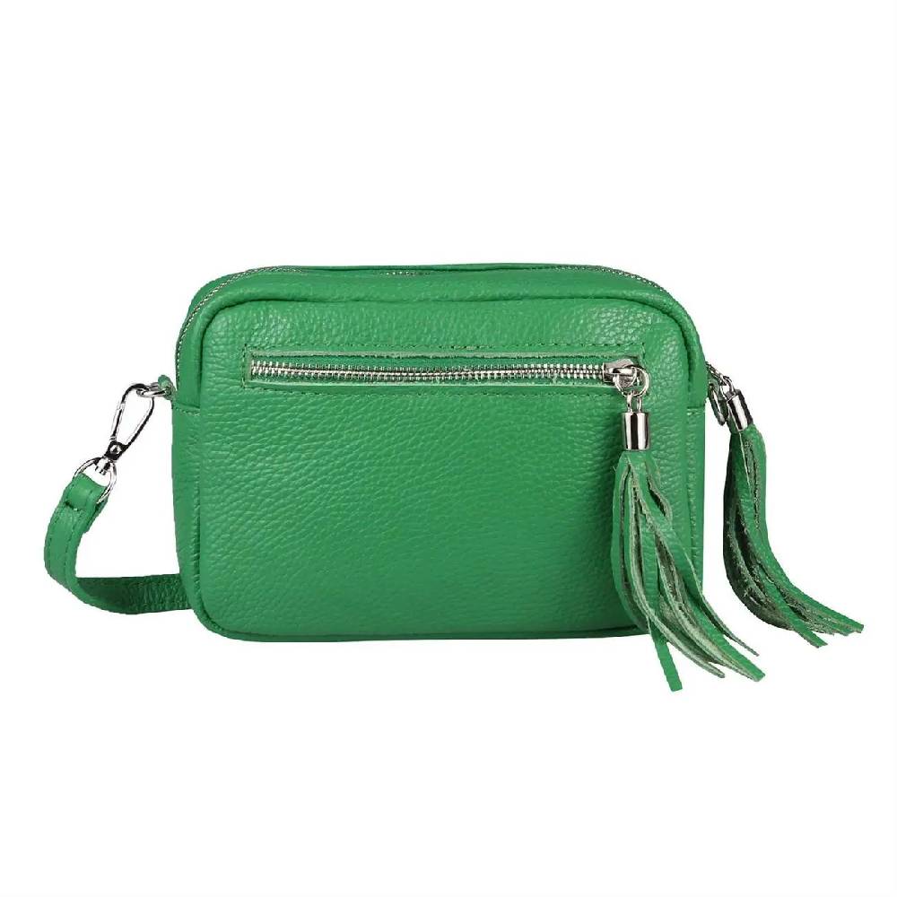 OBC Made in Italy DAMEN LEDER TASCHE Umhängetasche Schultertasche Beuteltasche Cross-Over Cross Bag Glattleder Schmucktasche Fransen Ledertasche JETZT KAUFEN