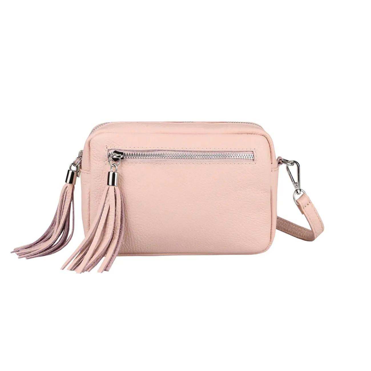 OBC Made in Italy DAMEN LEDER TASCHE Umhängetasche Schultertasche Beuteltasche Cross-Over Cross Bag Glattleder Schmucktasche Fransen Ledertasche JETZT KAUFEN