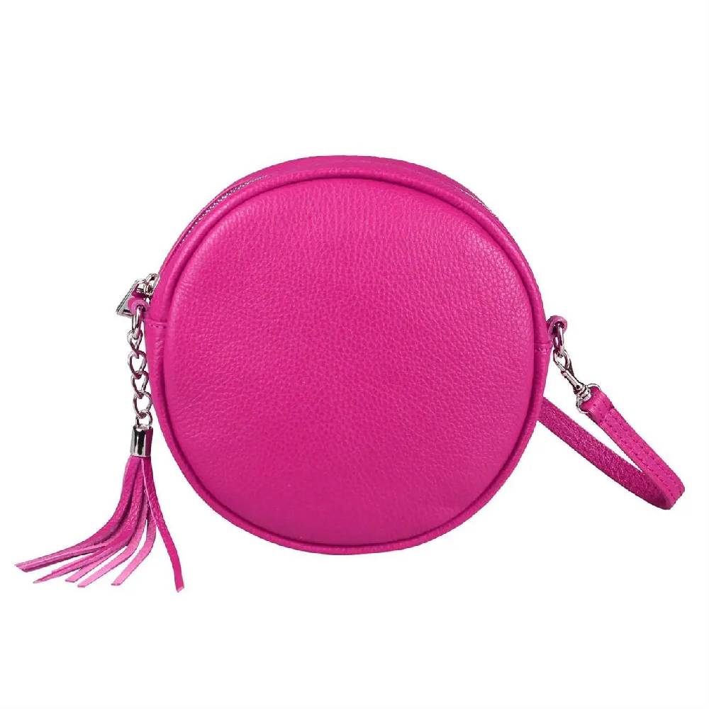OBC Made in Italy Damen ECHT Leder Tasche Crossbody Runde Schultertasche City Bag Crossover Umhängetasche Clutch Ledertasche Damentasche Minibag Zeitbegrenzte Promotion