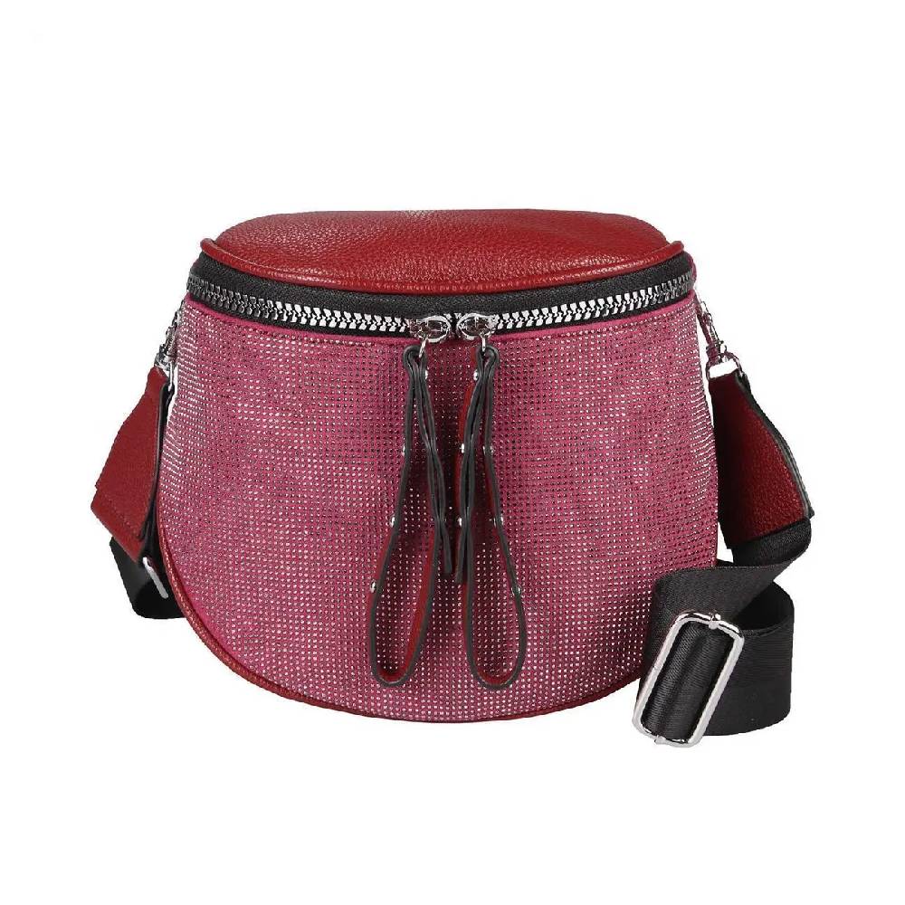 DAMEN TASCHEN SET 2in1 Schultertasche + Schmucktasche Strasssteine Umhängetasche Crossbody Crossover Leder Optik Handtasche Metallic Shopper Rabatte dieses Monats