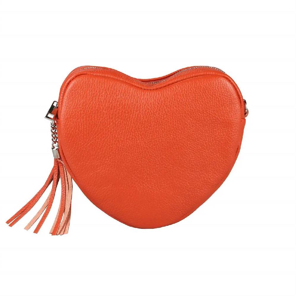 OBC Made in Italy Damen Leder Tasche Crossbody Herztasche Schultertasche Crossover Umhängetasche Clutch Ledertasche Damentasche Verkauf