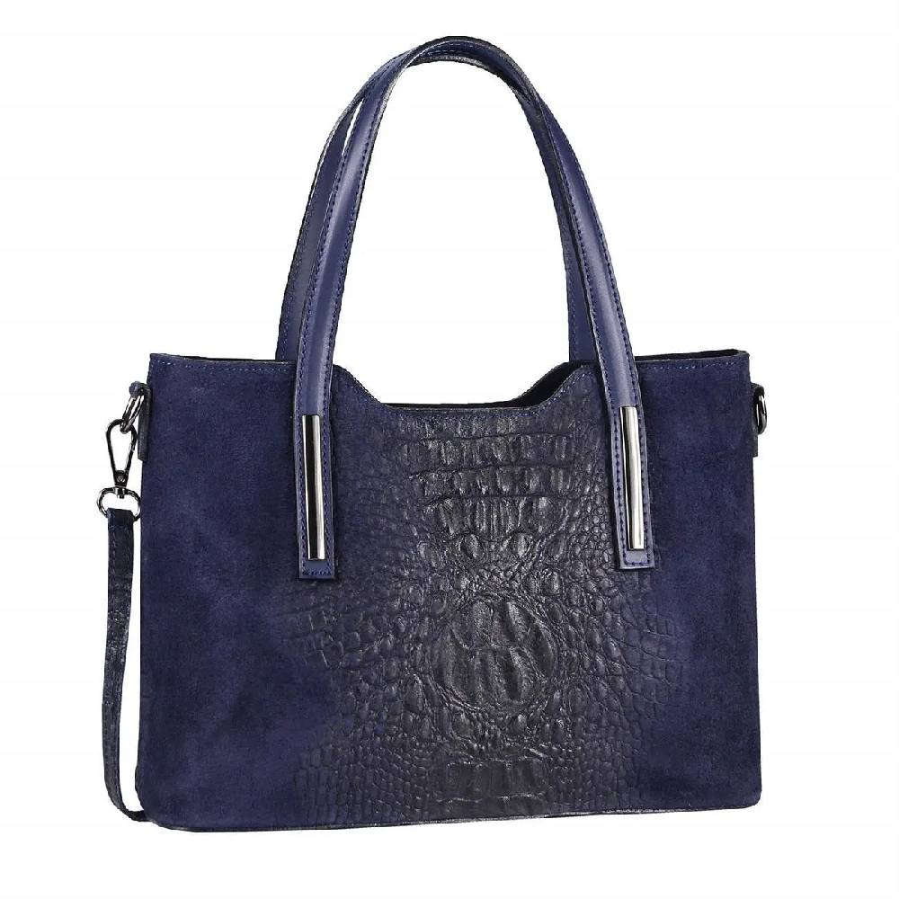 OBC MADE IN ITALY DAMEN Echt LEDER TASCHE KROKO-Prägung Business Shopper Wildleder Schultertasche Handtasche Ledertasche Umhängetasche Schlussverkauf