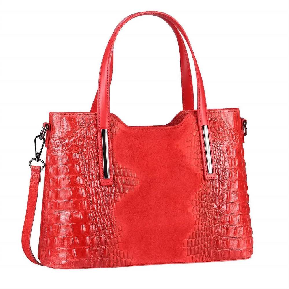 OBC MADE IN ITALY DAMEN Echt LEDER TASCHE KROKO-Prägung Business Shopper Wildleder Schultertasche Handtasche Ledertasche Umhängetasche Schlussverkauf