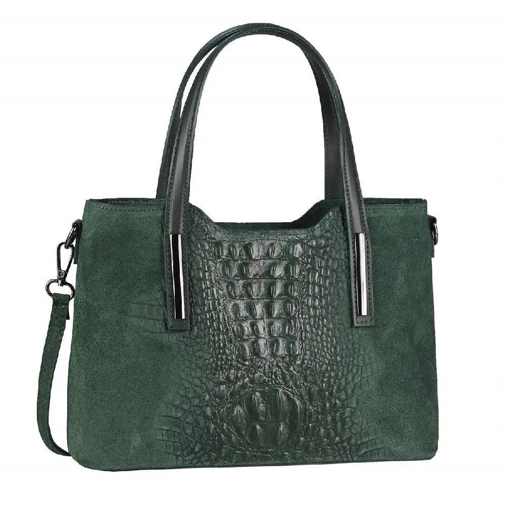 OBC MADE IN ITALY DAMEN Echt LEDER TASCHE KROKO-Prägung Business Shopper Wildleder Schultertasche Handtasche Ledertasche Umhängetasche Schlussverkauf