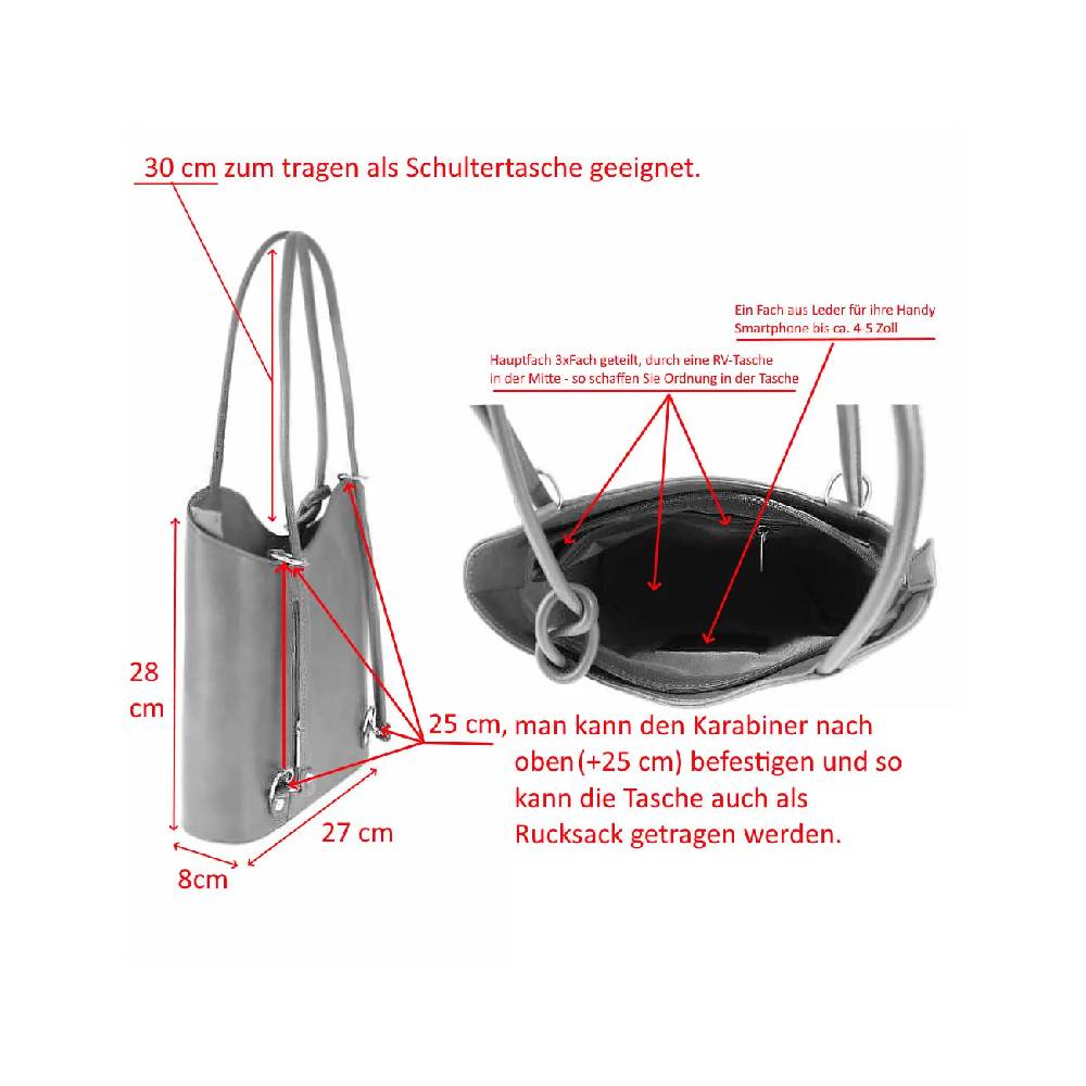 ITALY DAMEN LEDER HANDTASCHE RUCKSACK Umhängetasche Schultertasche Shopper Henkeltasche Ledertasche Backpack Lederrucksack Günstiger Verkauf