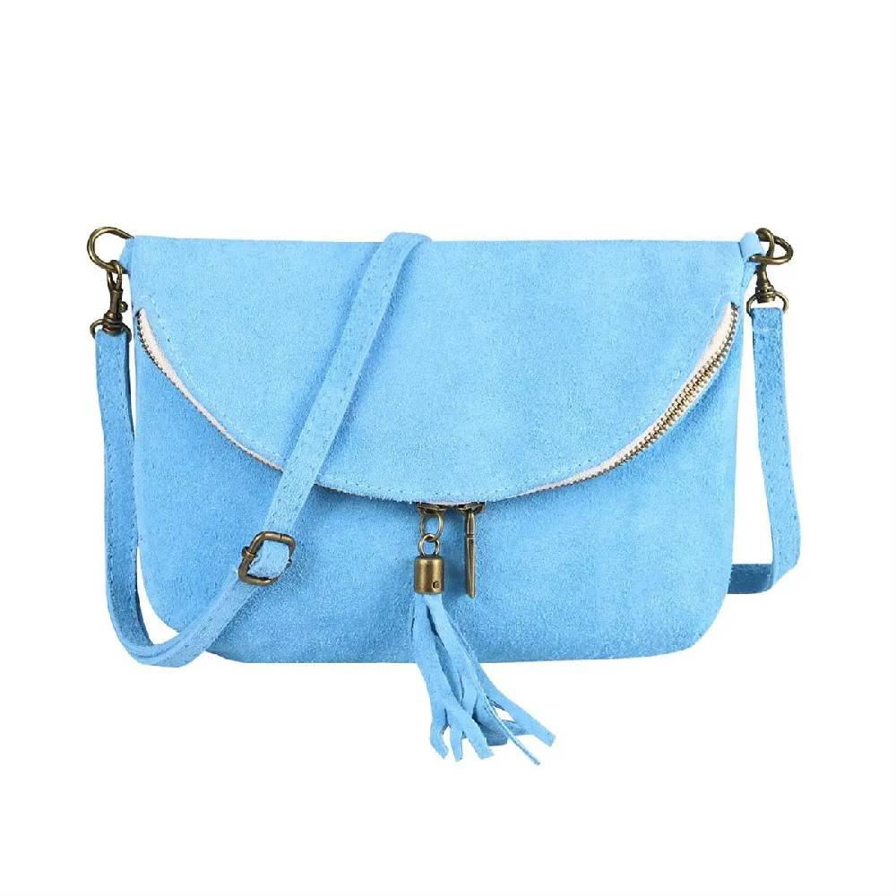 Made in Italy DAMEN LEDER TASCHE Henkeltasche Wildleder Handtasche Umhängetasche Ledertasche Schultertasche Beuteltasche Fransen Cross-Over Clutchtasche Kostenloser Versand