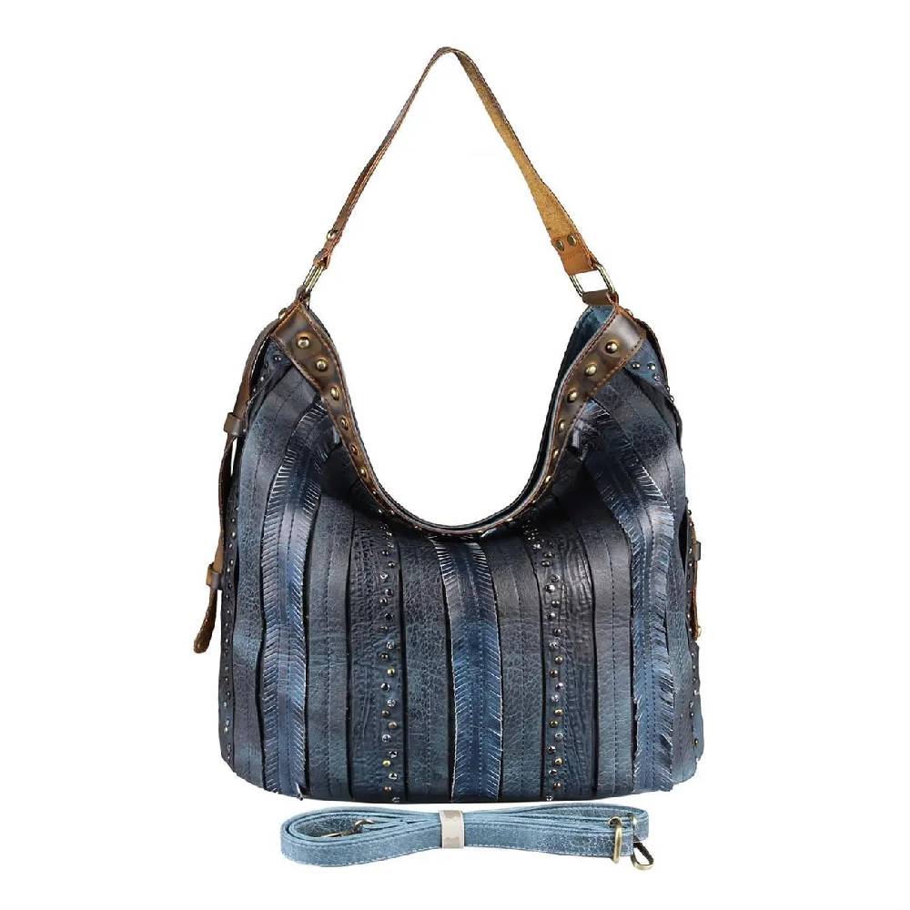OBC DAMEN TASCHE HANDTASCHE Hobo Bag Schultertasche Nietentasche Shopper Strasssteine Umhängetasche Henkeltasche Beuteltasche Kunst-Leder Flash Sale
