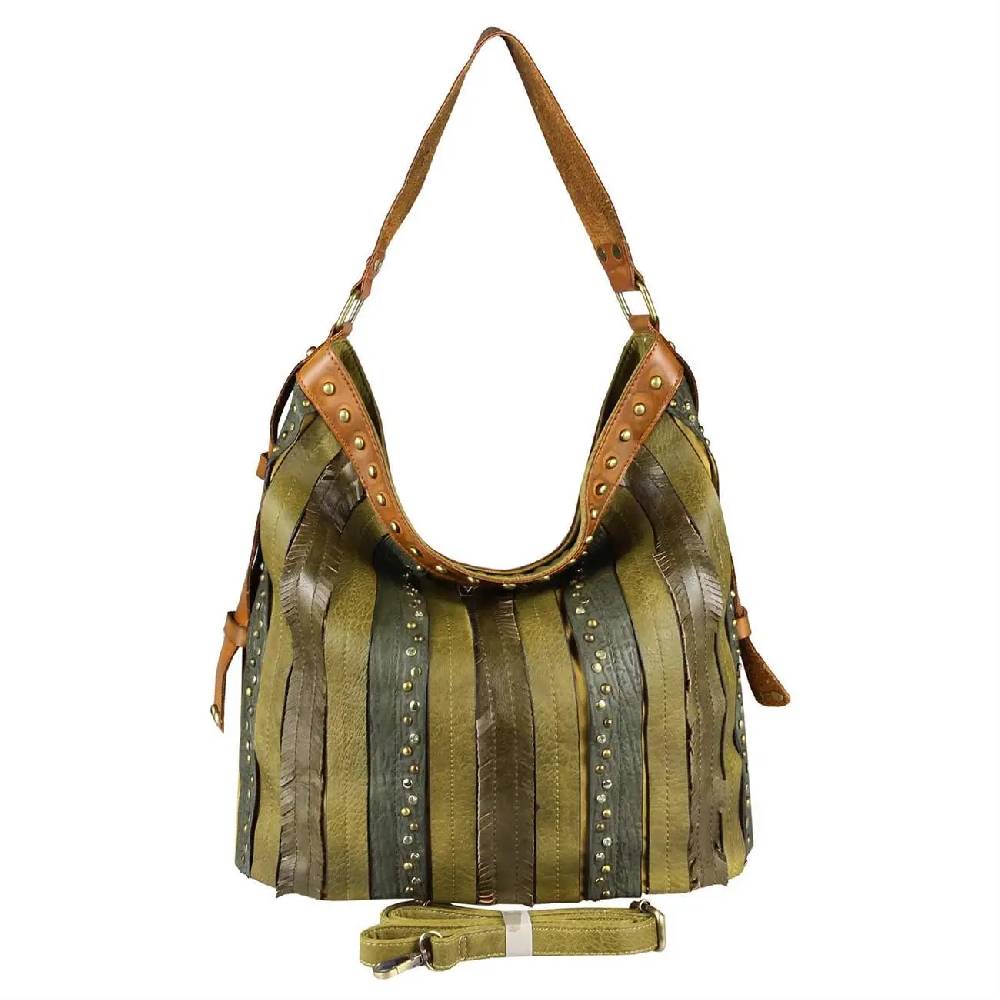 OBC DAMEN TASCHE HANDTASCHE Hobo Bag Schultertasche Nietentasche Shopper Strasssteine Umhängetasche Henkeltasche Beuteltasche Kunst-Leder Flash Sale