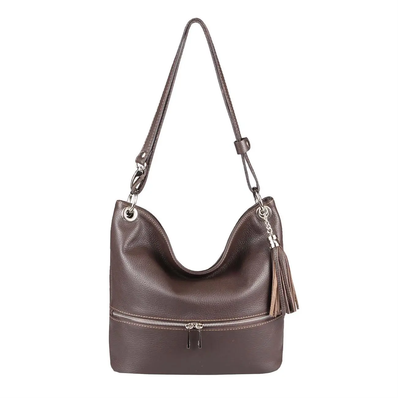 Made in Italy DAMEN LEDER TASCHE Shopper Schultertasche City Bag CrossOver Umhängetasche Henkeltasche Ledertasche Damentasche Fransen Cyber Monday