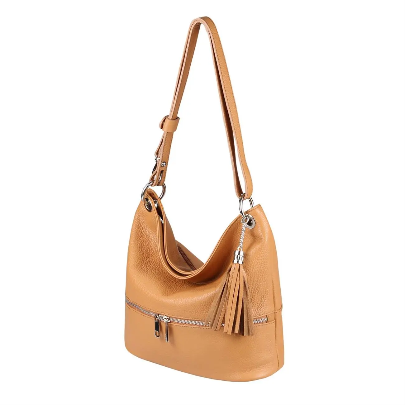 Made in Italy DAMEN LEDER TASCHE Shopper Schultertasche City Bag CrossOver Umhängetasche Henkeltasche Ledertasche Damentasche Fransen Cyber Monday