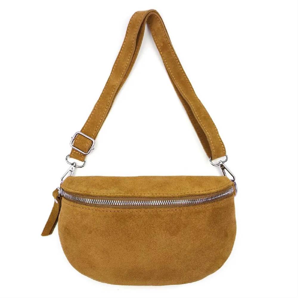 Made in Italy DAMEN LEDER TASCHE Gürteltasche Crossbody Hüfttasche Bauchtasche Umhängetasche Wildleder Brusttasche CrossOver Bodybag Schultertasche Handytasche Geldtasche Schminktasche Kosmetiktasche Vatertagsangebot