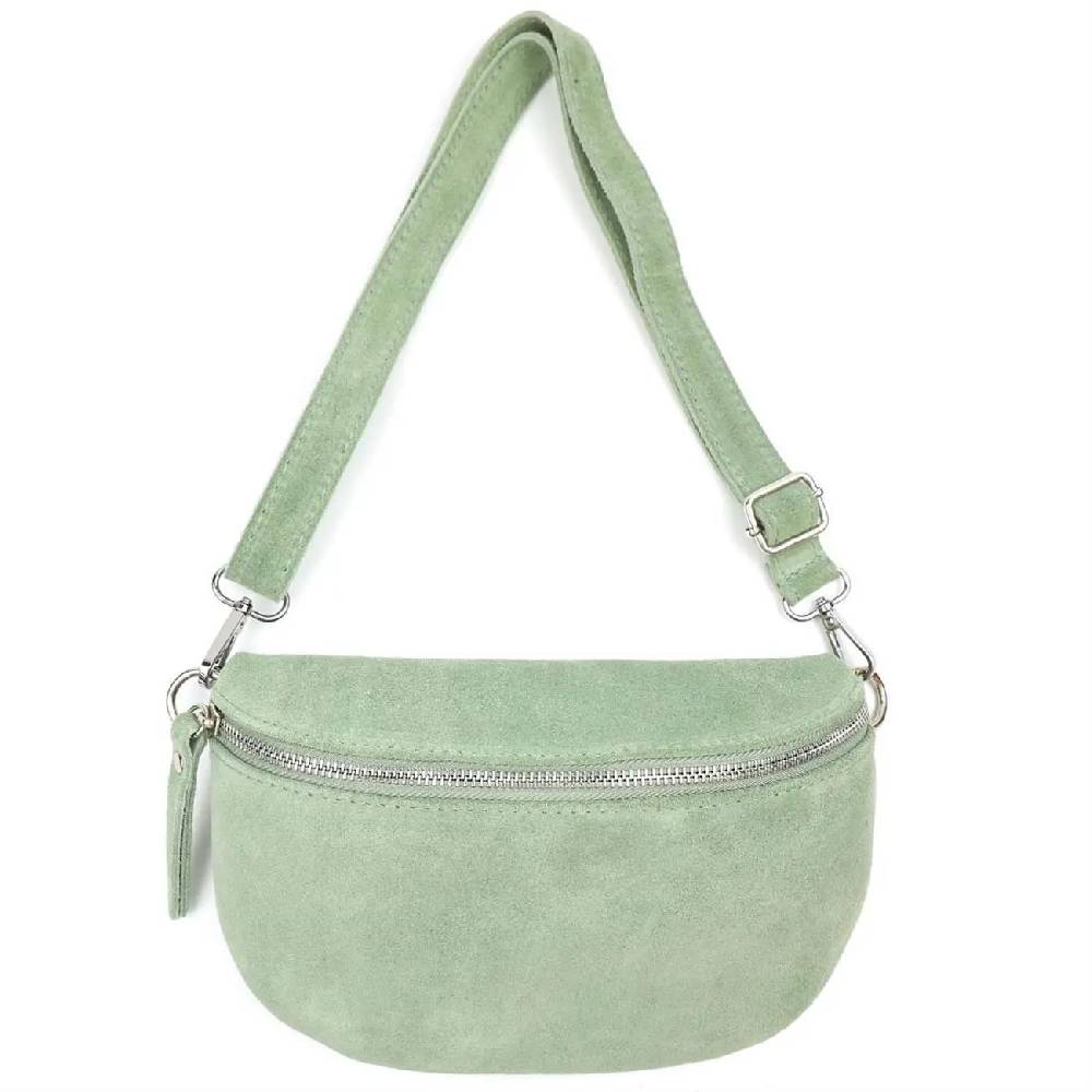 Made in Italy DAMEN LEDER TASCHE Gürteltasche Crossbody Hüfttasche Bauchtasche Umhängetasche Wildleder Brusttasche CrossOver Bodybag Schultertasche Handytasche Geldtasche Schminktasche Kosmetiktasche Vatertagsangebot