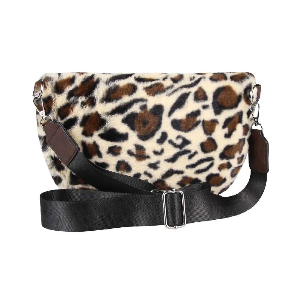 OBC DAMEN LEOPARDEN PRINT Tasche Teddyfell Plüsch Bauchtasche Hüfttasche Schultertasche Fell Bodybag Umhängetasche Crossbody Teddyplüsch Handytasche Crossbag Gürteltasche Wintertasche Große Rabatte