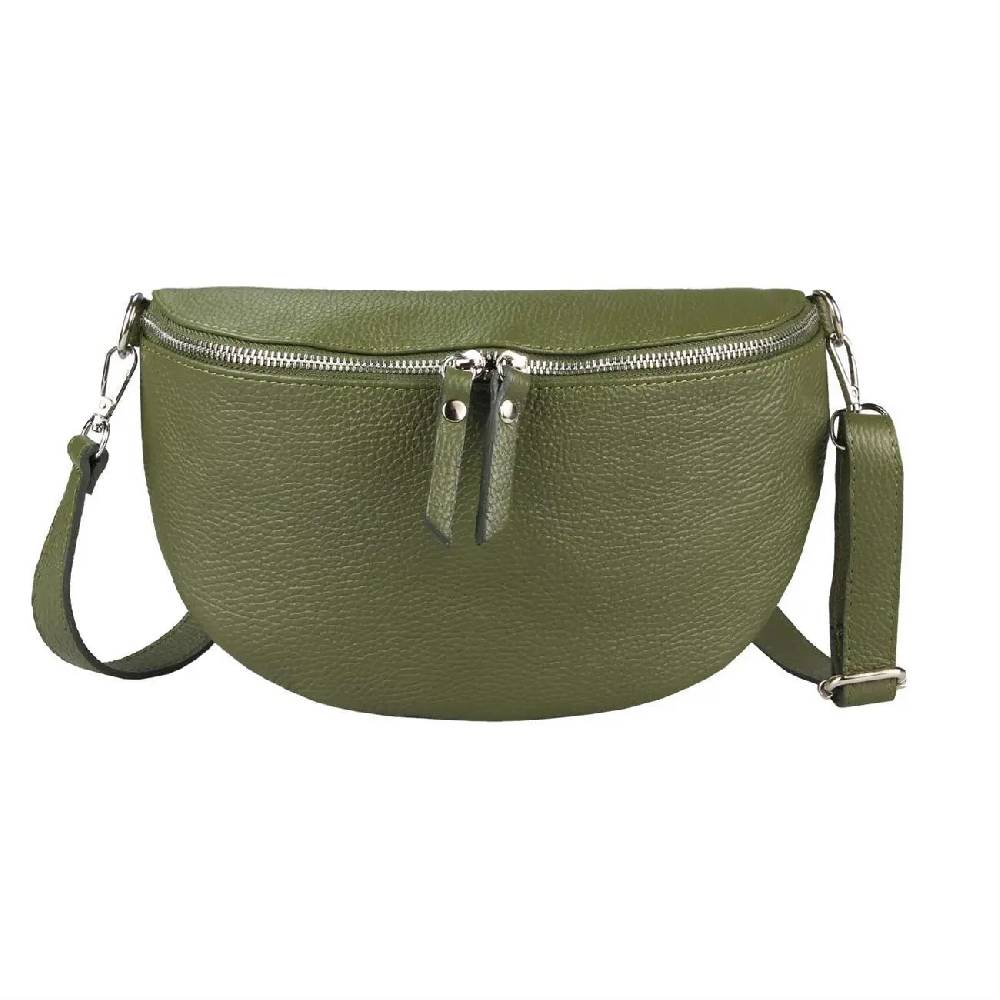 OBC Made in Italy Damen Leder Tasche Medium Handytasche Gürteltasche Crossbody Hüfttasche Bauchtasche Umhängetasche Cross-Over Bodybag Schultertasche Kosmetiktasche Saisonale Angebote
