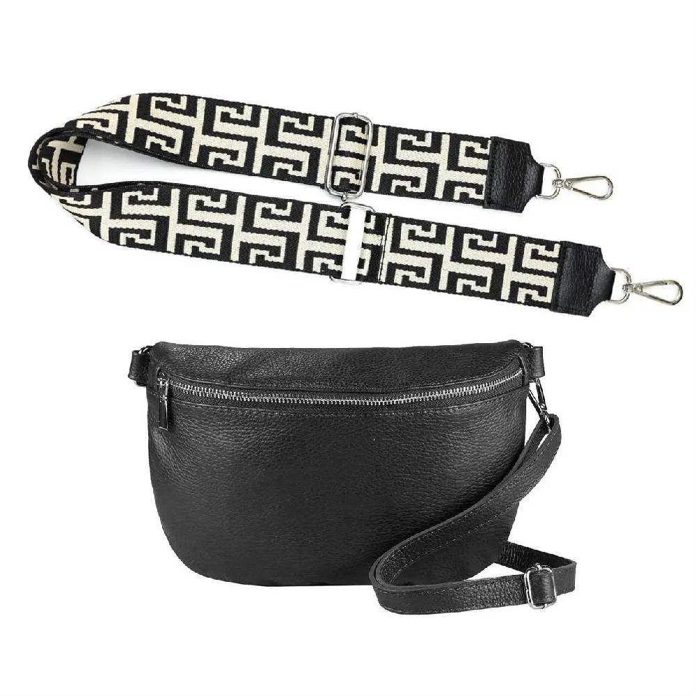 Made in Italy OBC DAMEN SET Gürteltasche + Schultergurt LEDER Crossbody Hüfttasche Bauchtasche Umhängetasche Brusttasche CrossOver Bodybag Schultertasche Handytasche Geldtasche Tasche Kosmetiktasche Tägliche Deals