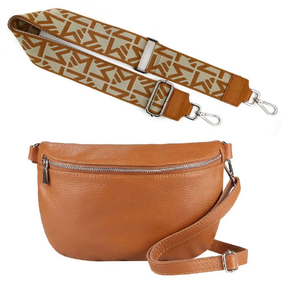 Made in Italy OBC DAMEN SET Gürteltasche + Schultergurt LEDER Crossbody Hüfttasche Bauchtasche Umhängetasche Brusttasche CrossOver Bodybag Schultertasche Handytasche Tasche Wochenangebot