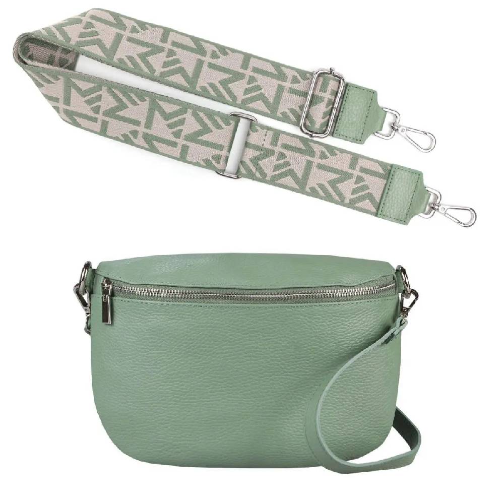 Made in Italy OBC DAMEN SET Gürteltasche + Schultergurt LEDER Crossbody Hüfttasche Bauchtasche Umhängetasche Brusttasche CrossOver Bodybag Schultertasche Handytasche Tasche Wochenangebot