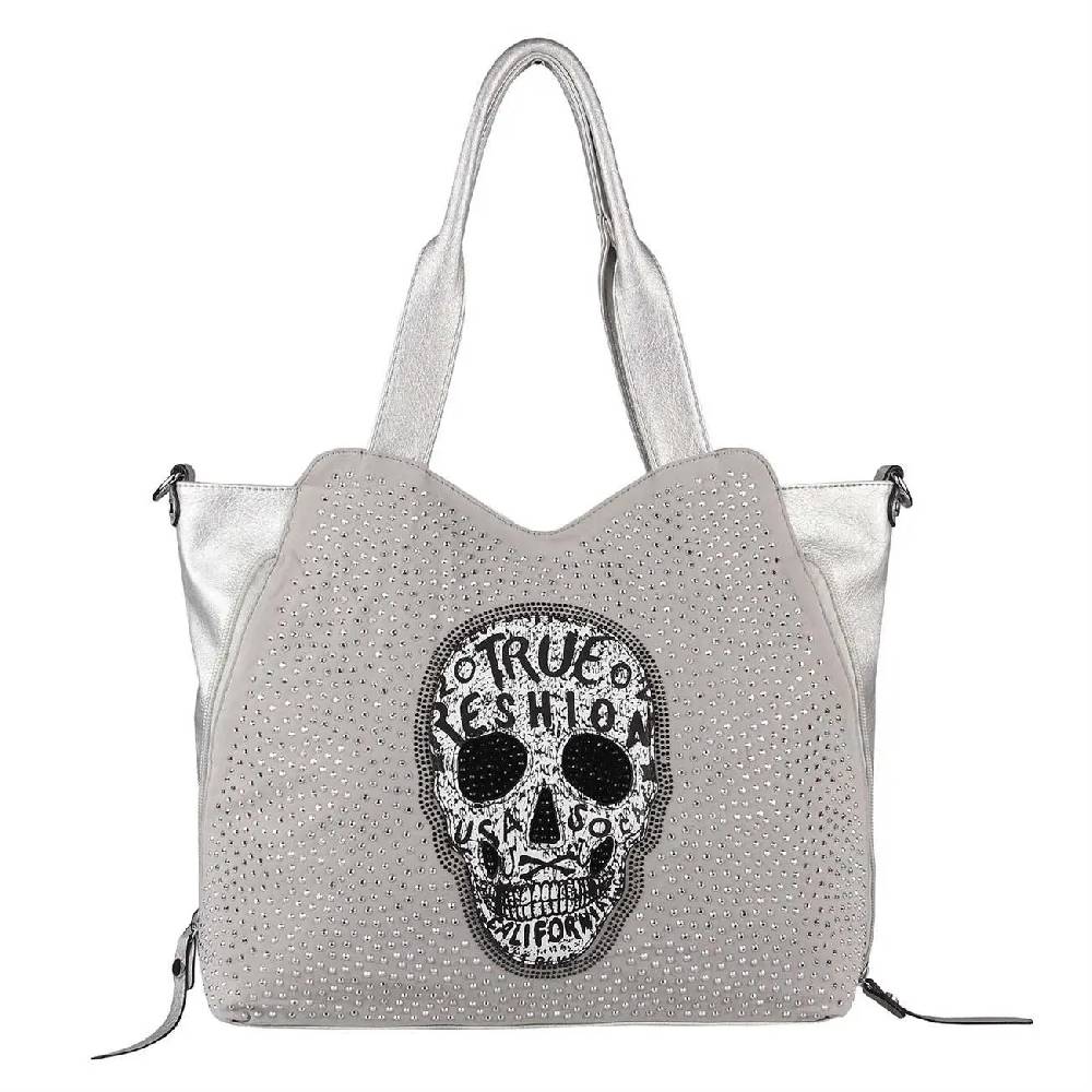 OBC XXL Damen Totenkopf Tasche Handtasche Skulls Shopper Beuteltasche Schultertasche Umhängetache Reisetasche Weekender Schädel Gothic Bag Zeitbegrenzte Promotion