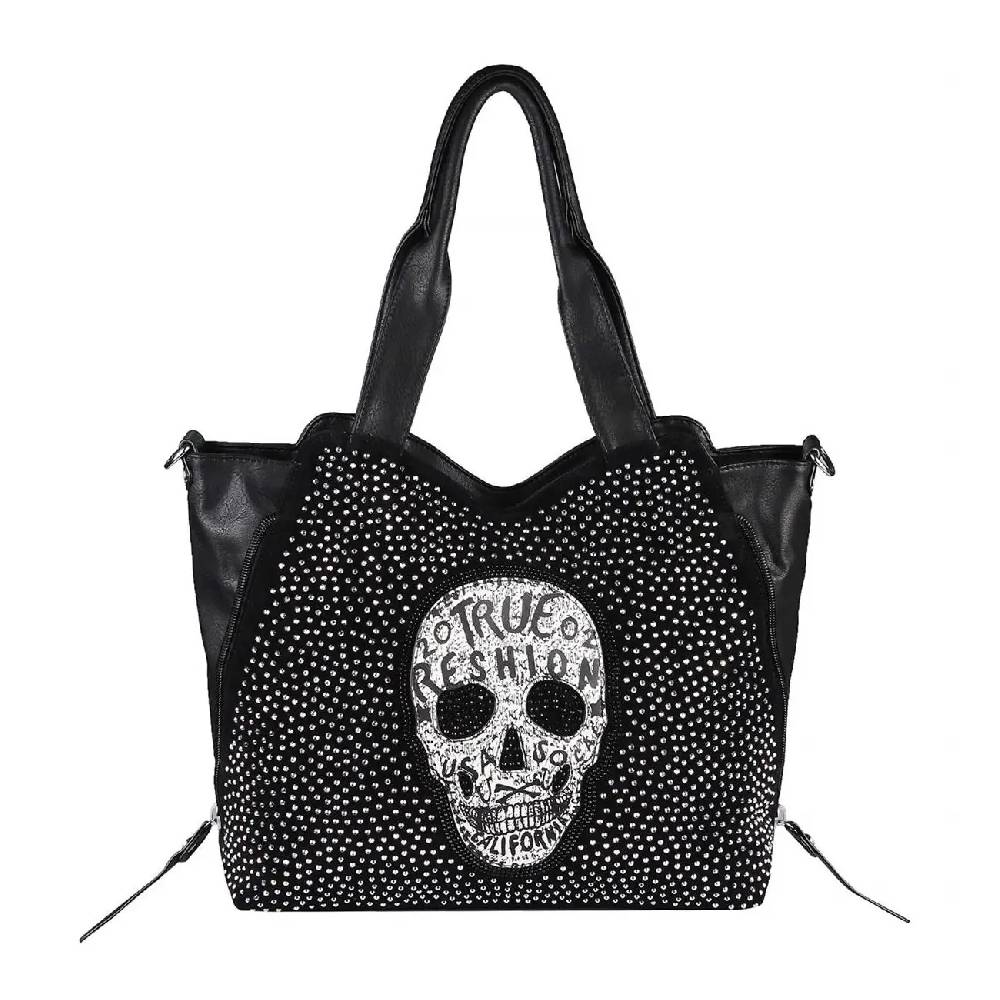 OBC XXL Damen Totenkopf Tasche Handtasche Skulls Shopper Beuteltasche Schultertasche Umhängetache Reisetasche Weekender Schädel Gothic Bag Zeitbegrenzte Promotion