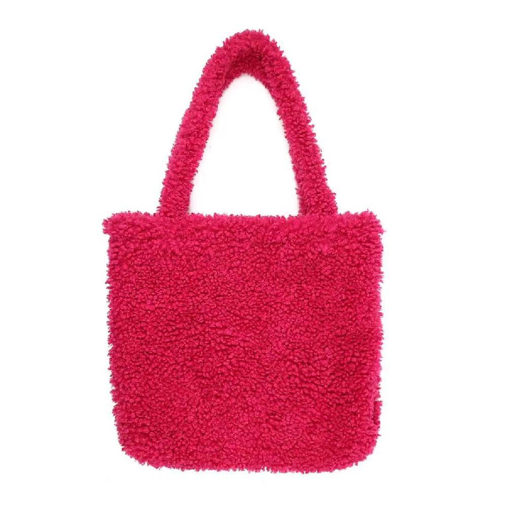 Made in Italy Damen Teddyfell Tasche Shopper Tote Bag Handtasche Plüsch Schultertasche Teddytasche Pelz Damentasche Felltasche Wintertasche Bis zu 60% Rabatt