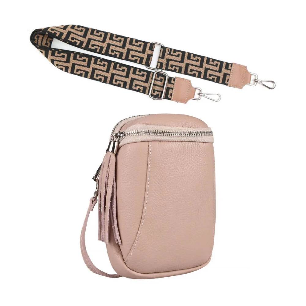 Made in Italy OBC DAMEN SET Schultertasche + Schultergurt LEDER Crossbody Umhängetasche Brusttasche CrossOver Bodybag Schultertasche Handytasche Geldtasche Tasche Kosmetiktasche Black Friday Preise