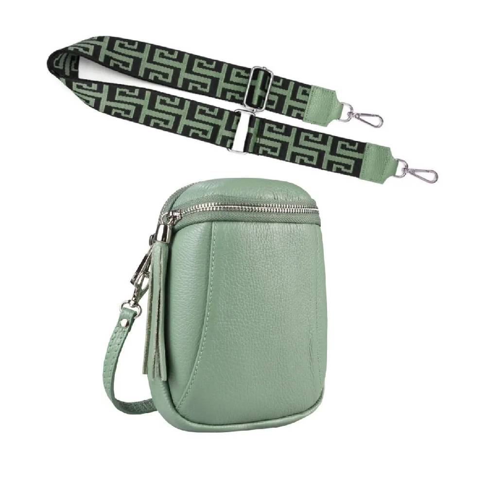 Made in Italy OBC DAMEN SET Schultertasche + Schultergurt LEDER Crossbody Umhängetasche Brusttasche CrossOver Bodybag Schultertasche Handytasche Geldtasche Tasche Kosmetiktasche Black Friday Preise