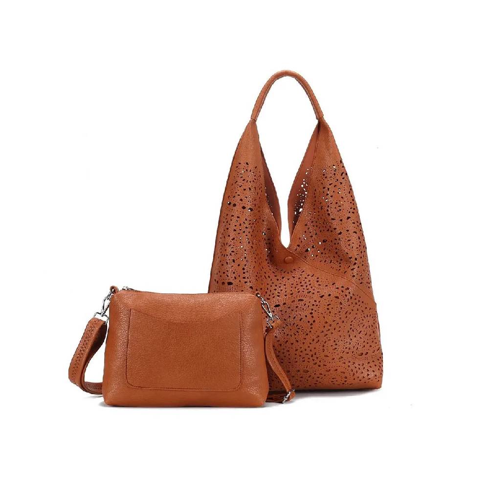 OBC DAMEN TASCHE XXL SET 2in1 Shopper Hobo Bag Schultertasche Cross Over Body Bag Umhängetasche Beuteltasche Handtasche Leder Optik zollfrei