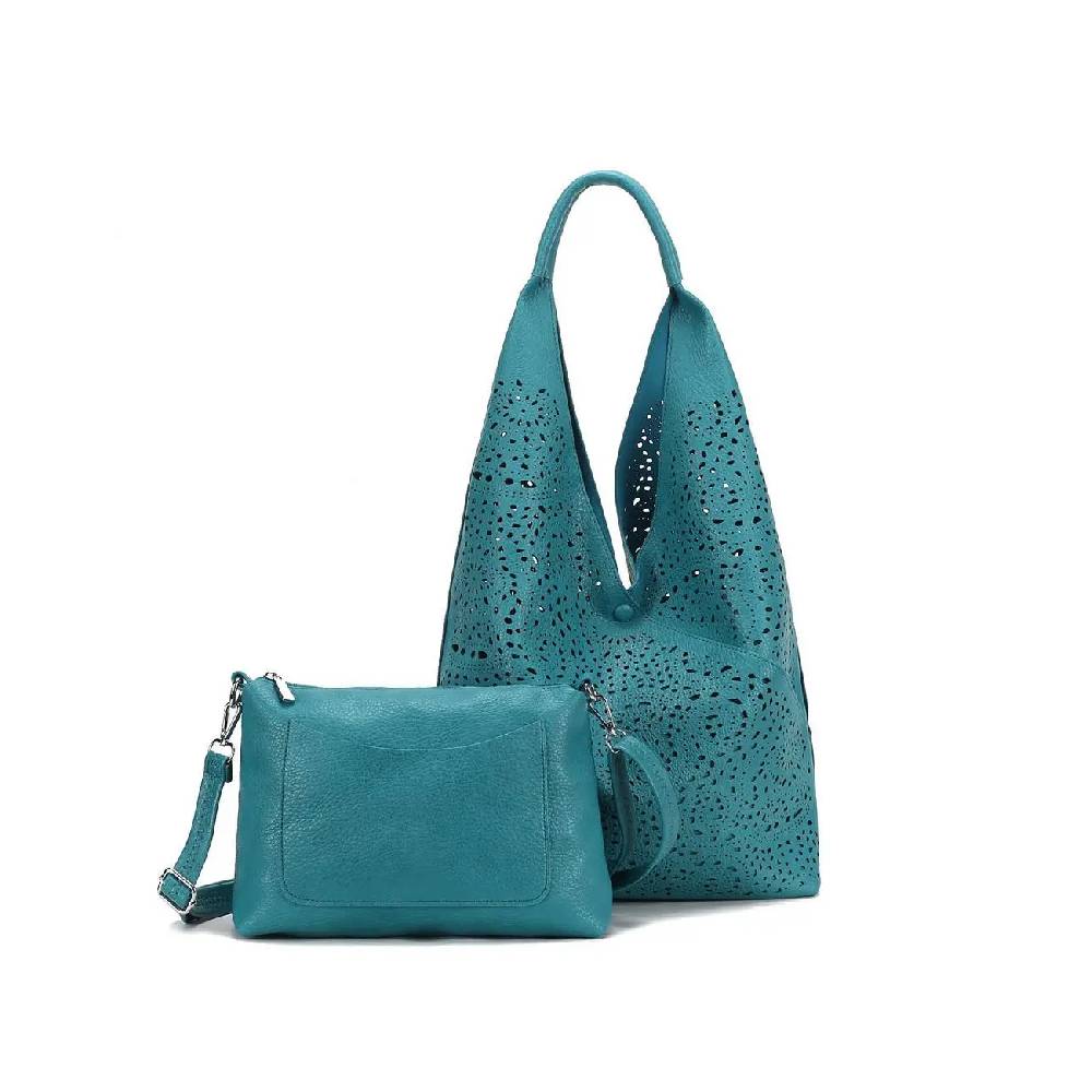 OBC DAMEN TASCHE XXL SET 2in1 Shopper Hobo Bag Schultertasche Cross Over Body Bag Umhängetasche Beuteltasche Handtasche Leder Optik zollfrei