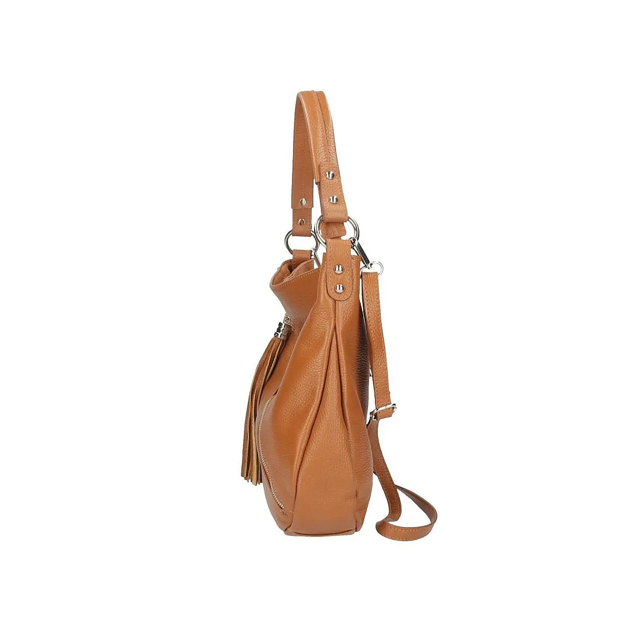 Made in Italy DAMEN LEDER TASCHE Shopper Schultertasche City Bag CrossOver Umhängetasche Henkeltasche Ledertasche Damentasche Fransen Outlet