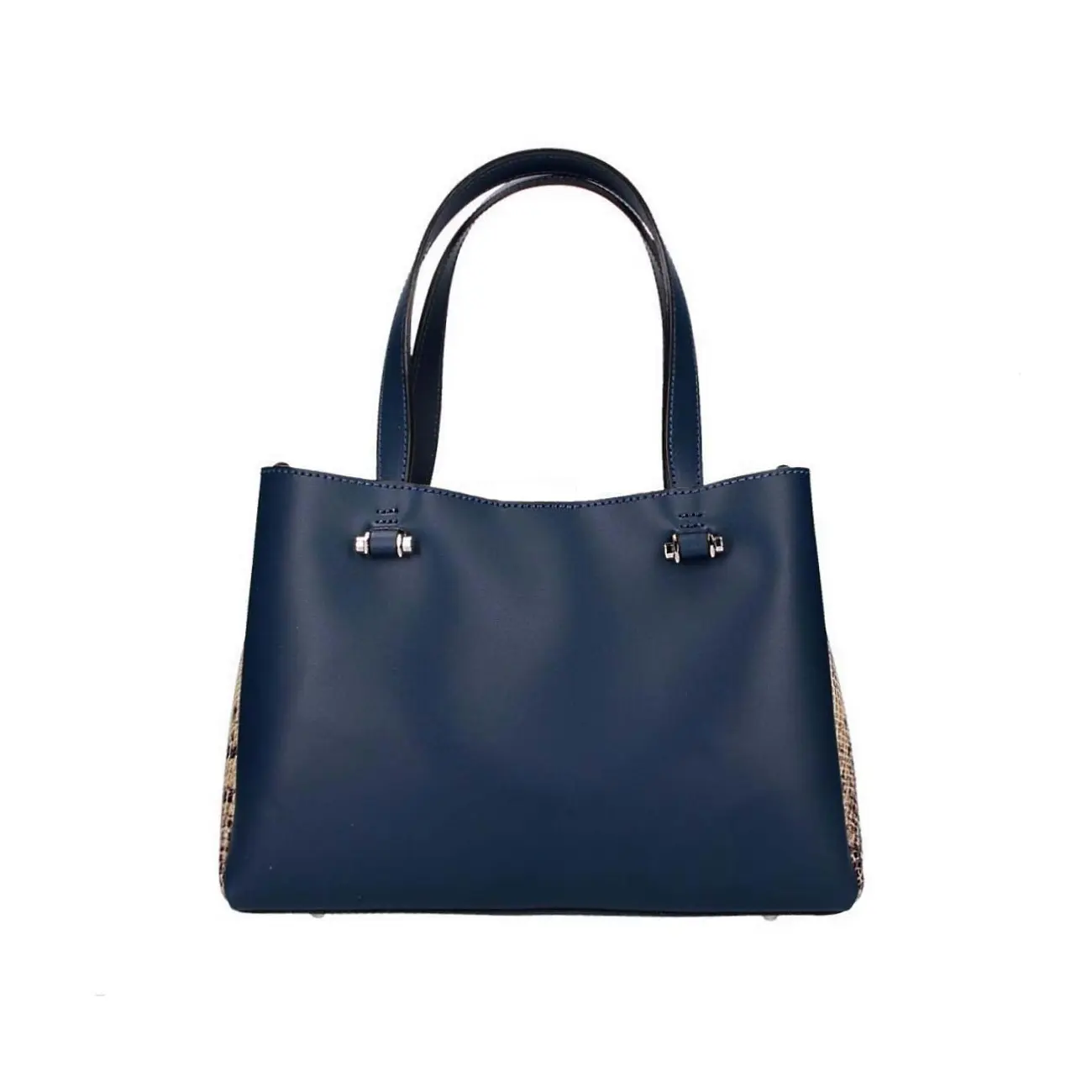 Made in Italy DAMEN LEDERTASCHE Shopper Schultertasche Handtasche Umhängetasche Metallic Python Muster Auslauf