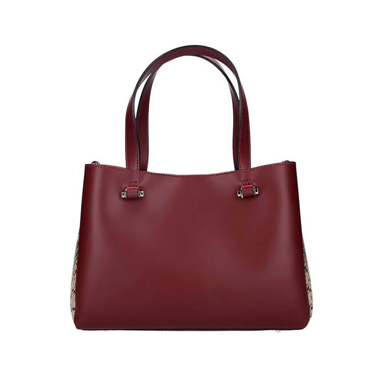 Made in Italy DAMEN LEDERTASCHE Shopper Schultertasche Handtasche Umhängetasche Metallic Python Muster Auslauf