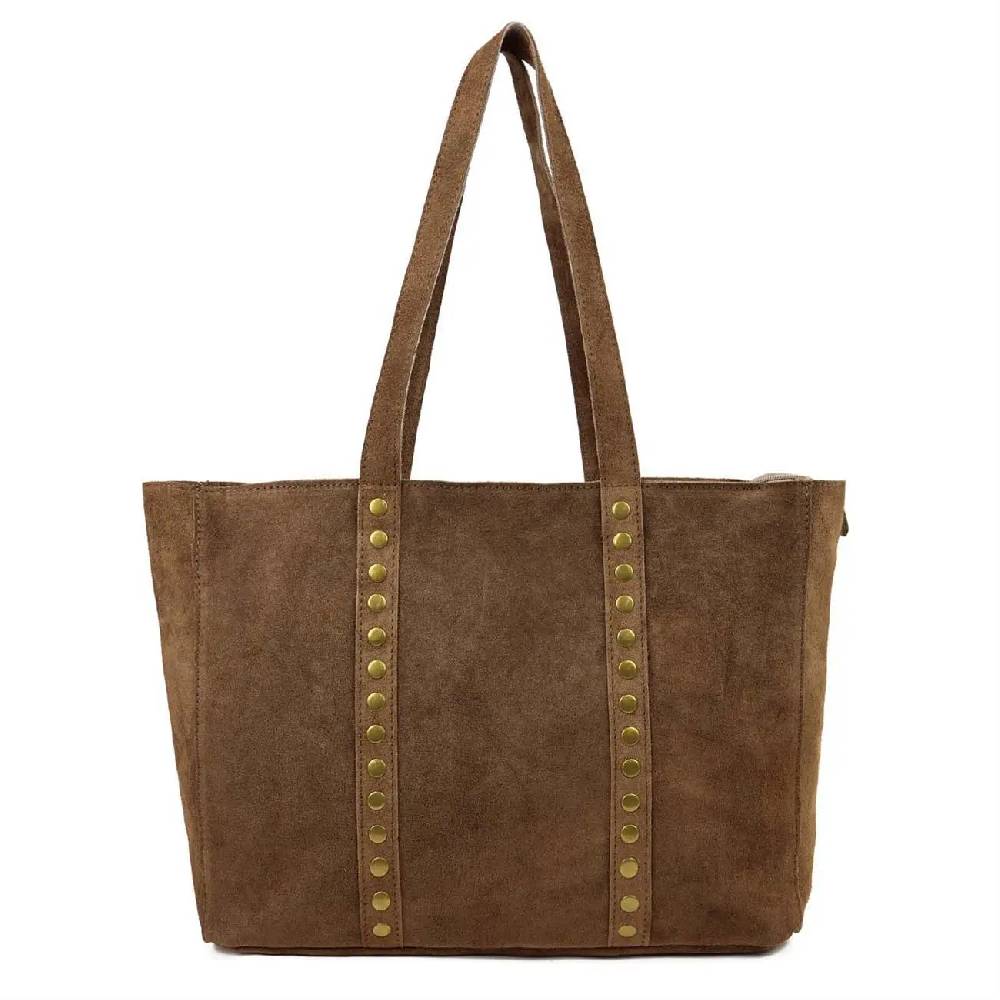 OBC Made in Italy Damen Leder Tasche Handtasche Umhängetasche Reisetasche Shopper Wildleder Schultertasche Tote Bag Ledertasche Henkeltasche Weekender T030 Sonderangebot