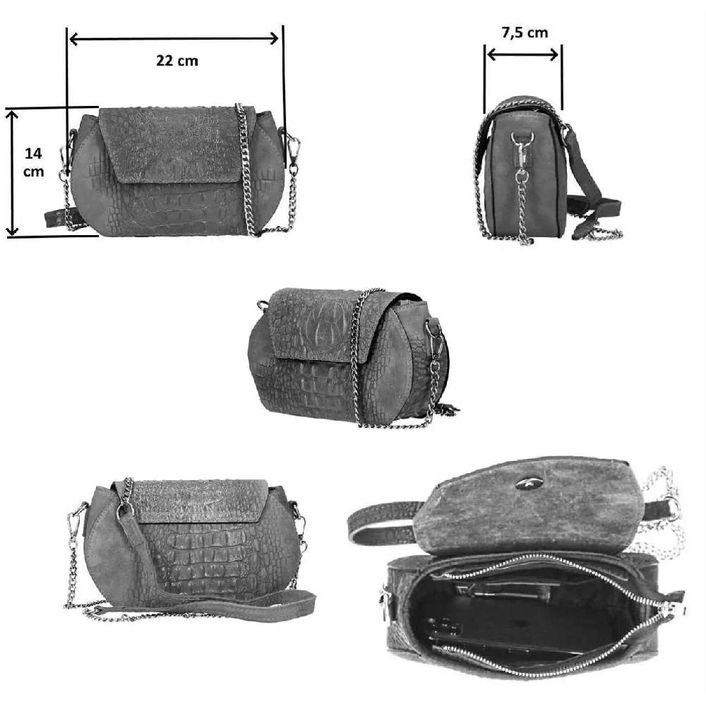 OBC Made in Italy Damen Leder Tasche Kroko Prägung oder Glattleder Umhängetasche Clutch Wildleder Handtasche Ledertasche Schultertasche Rabatt