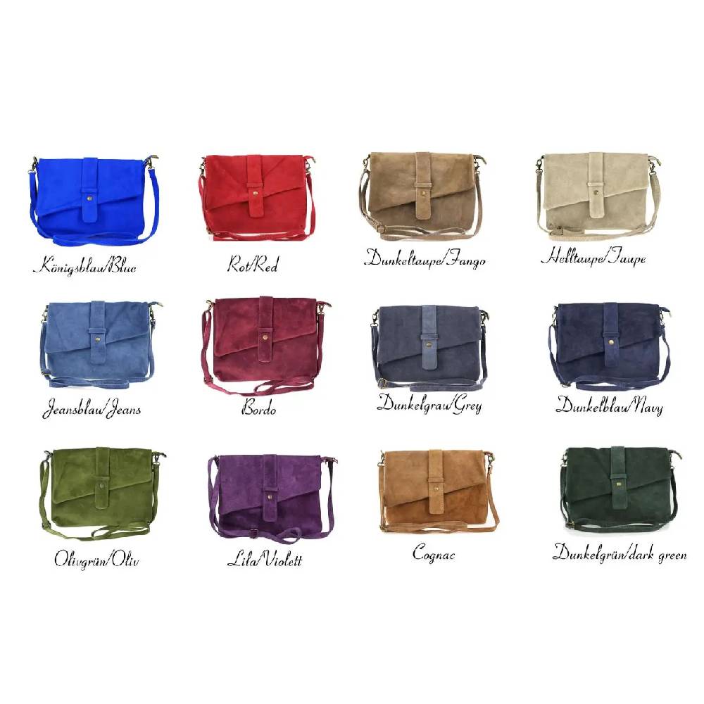 OBC Made in Italy DAMEN LEDER TASCHE Schultertasche Messenger Bag Wildleder Handtasche Umhängetasche Ledertasche Bodybag CrossBody CrossOver Günstig kaufen