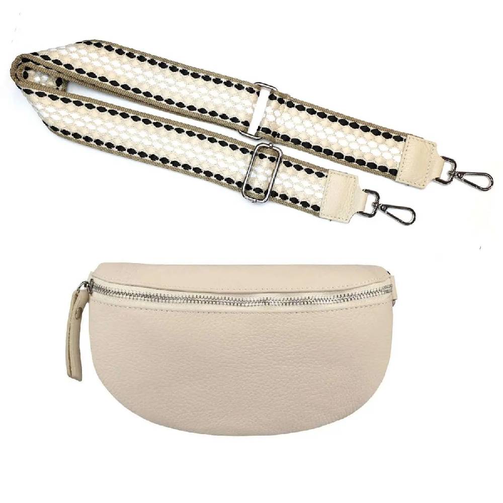 Made in Italy OBC DAMEN SET Gürteltasche + Schultergurt LEDER Crossbody Hüfttasche Bauchtasche Umhängetasche Brusttasche CrossOver Bodybag Schultertasche Handytasche Geldtasche Tasche Kosmetiktasche Großer Ausverkauf