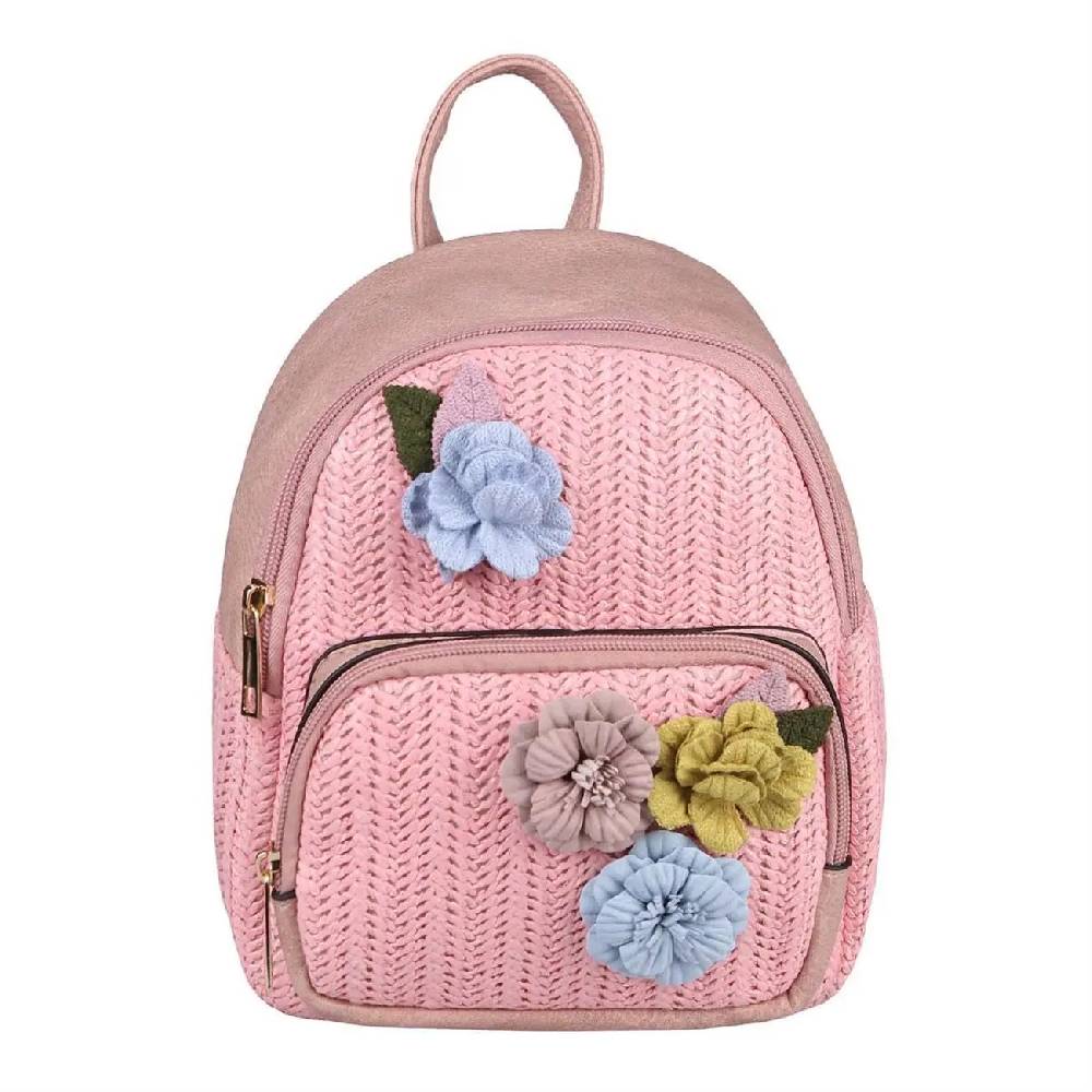ital-design DAMEN BLUMEN MINI-RUCKSACK Backpack Tasche Daypack Cityrucksack Leder Optik Schultertasche Flechtoptik Stadtrucksack Cyber Monday