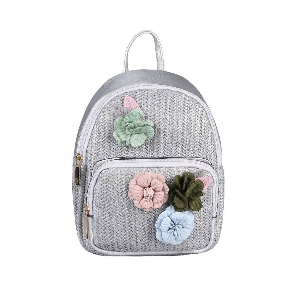 ital-design DAMEN BLUMEN MINI-RUCKSACK Backpack Tasche Daypack Cityrucksack Leder Optik Schultertasche Flechtoptik Stadtrucksack Cyber Monday
