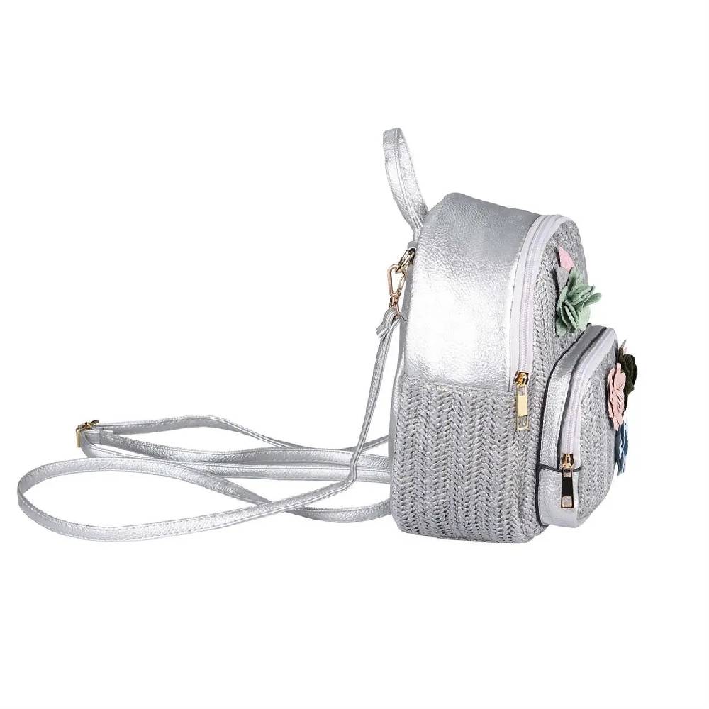 ital-design DAMEN BLUMEN MINI-RUCKSACK Backpack Tasche Daypack Cityrucksack Leder Optik Schultertasche Flechtoptik Stadtrucksack Cyber Monday