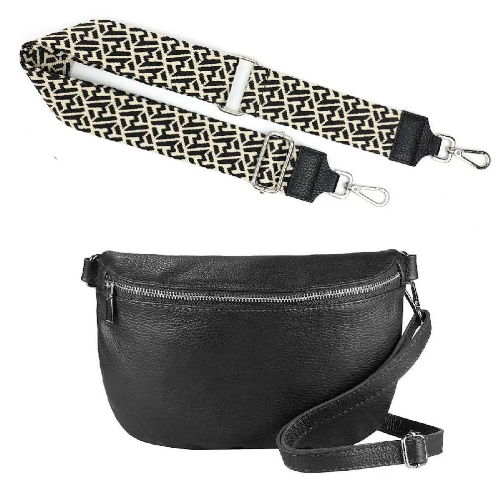 Made in Italy OBC DAMEN SET Gürteltasche + Schultergurt LEDER Crossbody Hüfttasche Bauchtasche Umhängetasche Brusttasche CrossOver Bodybag Schultertasche Handytasche Geldtasche Tasche Kosmetiktasche Exklusive Angebote