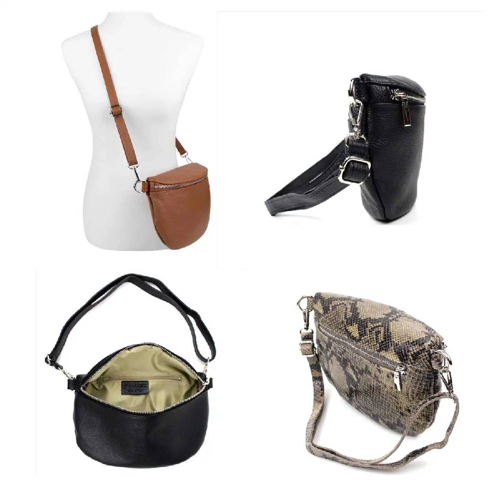 Made in Italy OBC DAMEN SET Gürteltasche + Schultergurt LEDER Crossbody Hüfttasche Bauchtasche Umhängetasche Brusttasche CrossOver Bodybag Schultertasche Handytasche Geldtasche Tasche Kosmetiktasche Exklusive Angebote