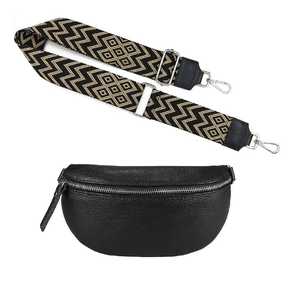 Made in Italy OBC DAMEN SET Gürteltasche + Schultergurt LEDER Crossbody Hüfttasche Bauchtasche Umhängetasche Brusttasche CrossOver Bodybag Schultertasche Handytasche Geldtasche Tasche Kosmetiktasche #1 Blitzangebot