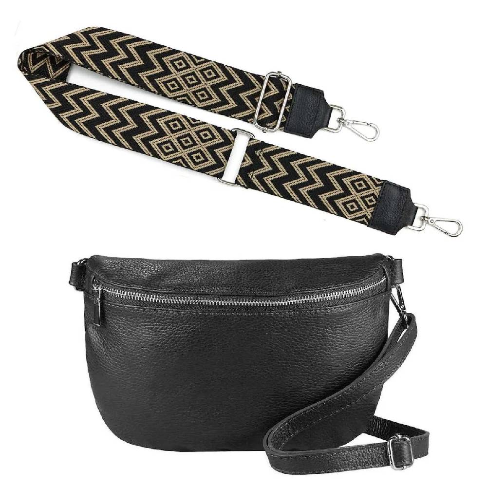 Made in Italy OBC DAMEN SET Gürteltasche + Schultergurt LEDER Crossbody Hüfttasche Bauchtasche Umhängetasche Brusttasche CrossOver Bodybag Schultertasche Handytasche Geldtasche Tasche Kosmetiktasche #1 Blitzangebot