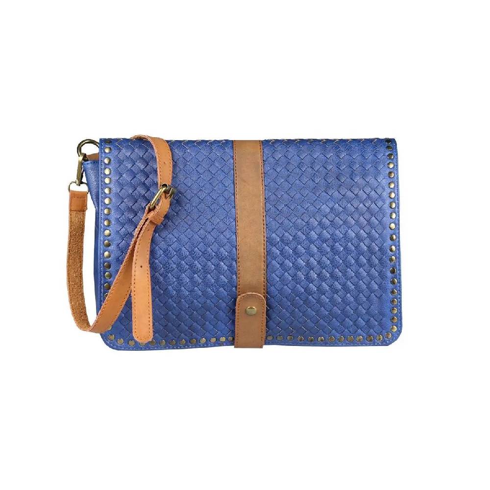 OBC DAMEN Flecht Nieten TASCHE Cross-Over Schultertasche Handtasche Umhängetasche Messenger Bag Leder Optik Neuheiten