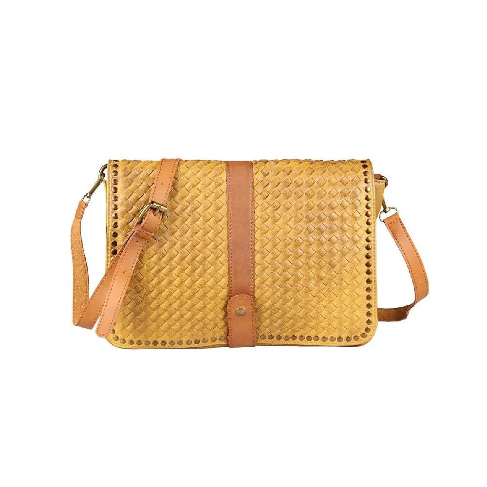 OBC DAMEN Flecht Nieten TASCHE Cross-Over Schultertasche Handtasche Umhängetasche Messenger Bag Leder Optik Neuheiten