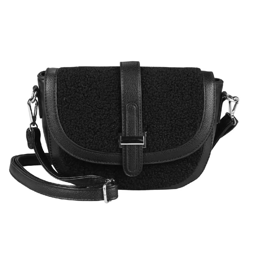 Damen Teddyfell Tasche Schultertasche Crossbody Kunstfell Umhängetasche CrossOver Überschlagtasche Bodybag Pelz Fell Plüsch Super Sparpreis